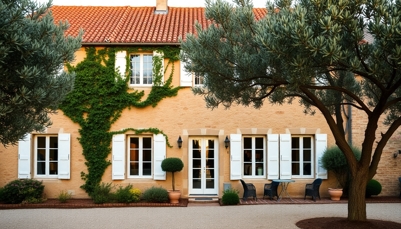 Façade de l'auberge Le Relais avec son jardin