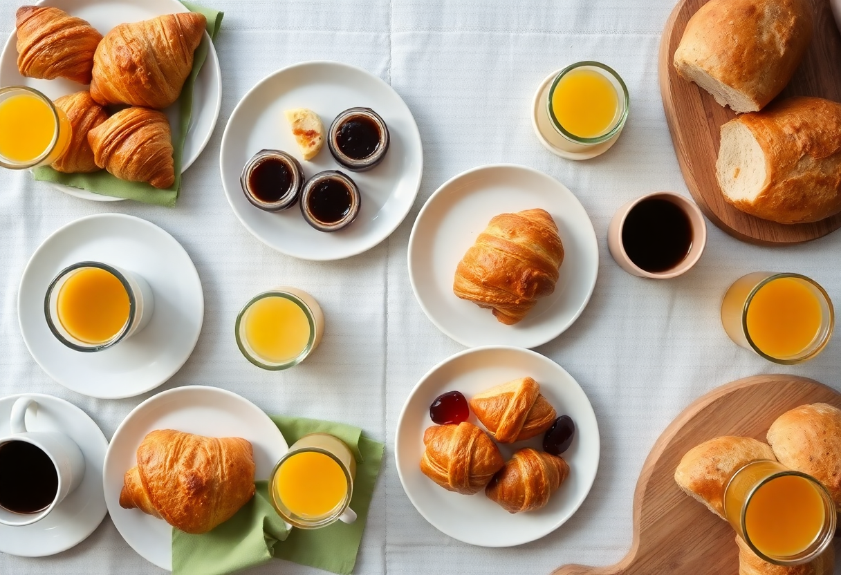 Table dressée pour le petit-déjeuner